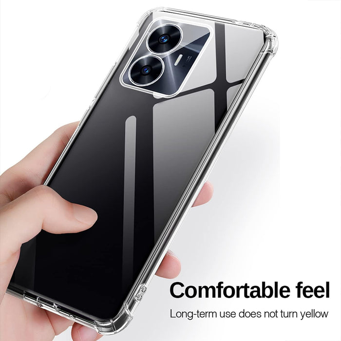 Hugewth Realme C55 Case, Camera Lens Protector with Full Screen Tempered Glass Film (Clear, Special Import)