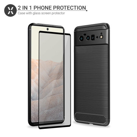 Olixar Sentinel Google Pixel 6 Pro Case And Glass Screen Protector (Black, Special Import)